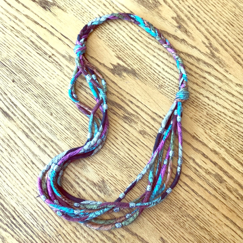 Woven Long Necklace with Beads